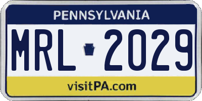 PA license plate MRL2029