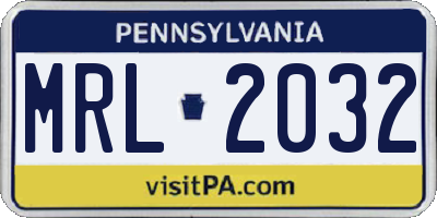 PA license plate MRL2032