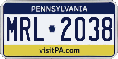 PA license plate MRL2038