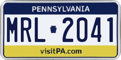 PA license plate MRL2041