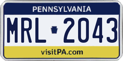 PA license plate MRL2043