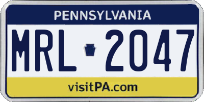 PA license plate MRL2047
