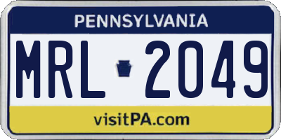 PA license plate MRL2049