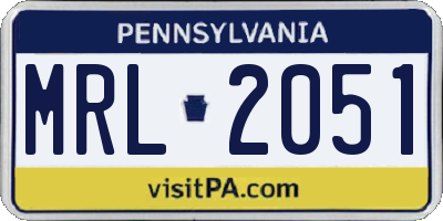 PA license plate MRL2051
