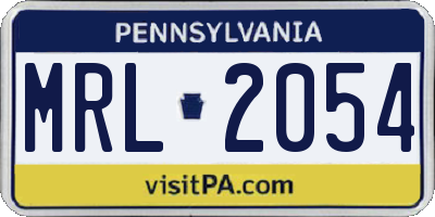 PA license plate MRL2054