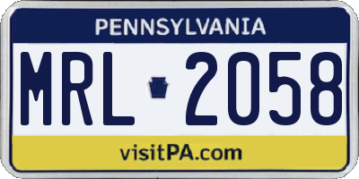 PA license plate MRL2058