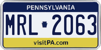 PA license plate MRL2063