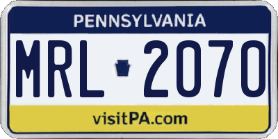 PA license plate MRL2070