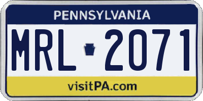 PA license plate MRL2071