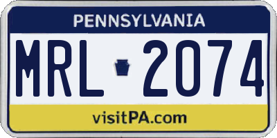 PA license plate MRL2074