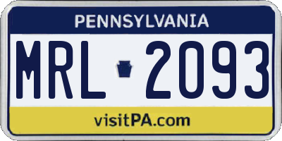 PA license plate MRL2093