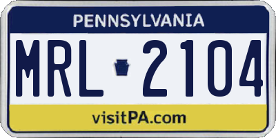 PA license plate MRL2104