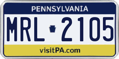 PA license plate MRL2105