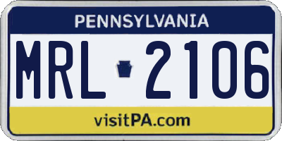PA license plate MRL2106