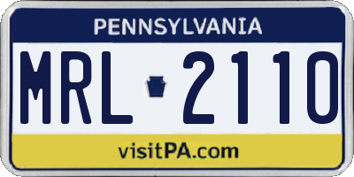 PA license plate MRL2110