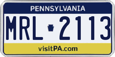 PA license plate MRL2113
