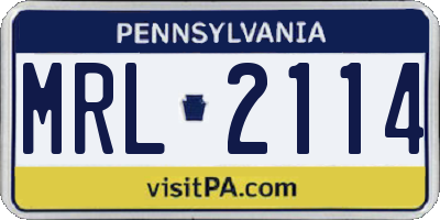 PA license plate MRL2114