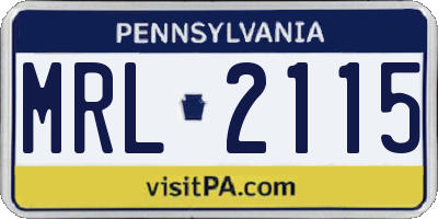 PA license plate MRL2115