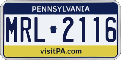 PA license plate MRL2116