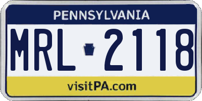 PA license plate MRL2118