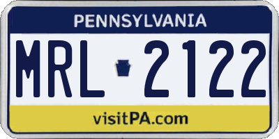 PA license plate MRL2122