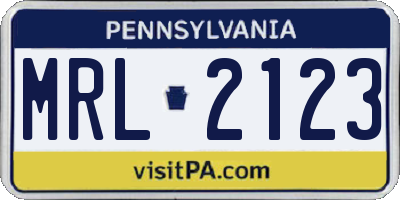 PA license plate MRL2123
