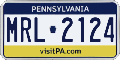 PA license plate MRL2124