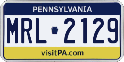 PA license plate MRL2129