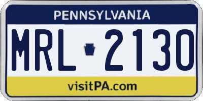 PA license plate MRL2130