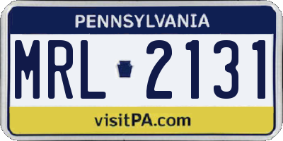PA license plate MRL2131