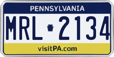 PA license plate MRL2134