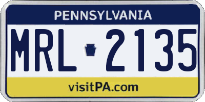 PA license plate MRL2135