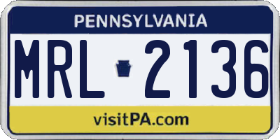 PA license plate MRL2136