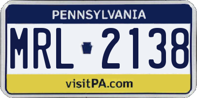 PA license plate MRL2138