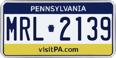 PA license plate MRL2139
