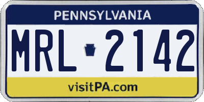 PA license plate MRL2142