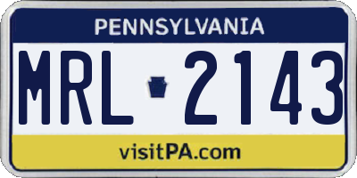 PA license plate MRL2143
