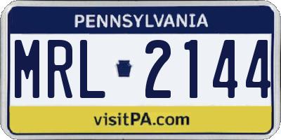 PA license plate MRL2144