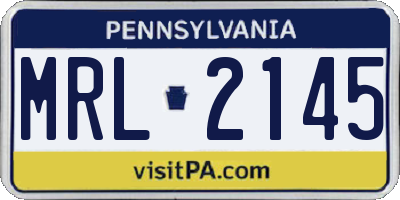 PA license plate MRL2145