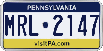 PA license plate MRL2147