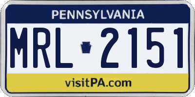 PA license plate MRL2151