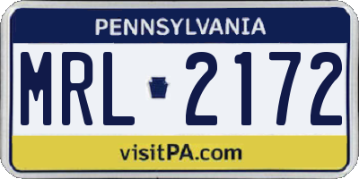 PA license plate MRL2172