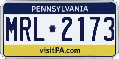 PA license plate MRL2173