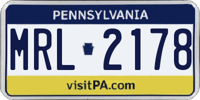 PA license plate MRL2178
