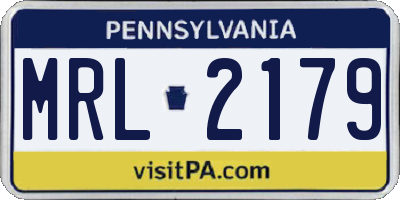 PA license plate MRL2179