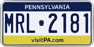 PA license plate MRL2181