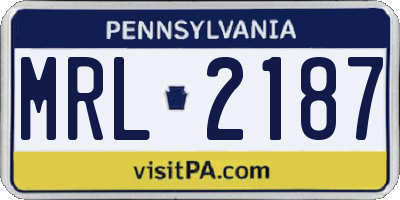 PA license plate MRL2187
