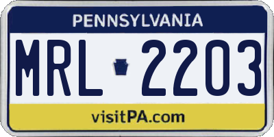 PA license plate MRL2203