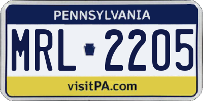 PA license plate MRL2205