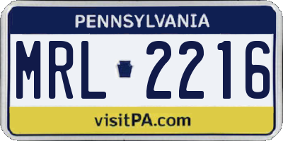 PA license plate MRL2216